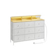 Storage Unit – Fabric – Dove Grey – 9 Drawers with LED Lights and Charging Station
