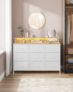 Storage Unit – Fabric – Dove Grey – 9 Drawers with LED Lights and Charging Station