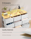 Storage Unit – Fabric – Dove Grey – 9 Drawers with LED Lights and Charging Station