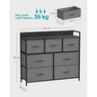 Chest of Drawers – Fabric and Metal – Grey and Black – 7 Drawers with Rustic Wood Grain Finish