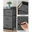 Chest of Drawers – Fabric and Metal – Grey and Black – 7 Drawers with Rustic Wood Grain Finish