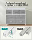 Chest of Drawers – Fabric and Metal – Dove Grey and Cloud White – 7 Drawer Storage Unit with Industrial Design