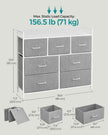 Chest of Drawers – Fabric and Metal – Dove Grey and Cloud White – 7 Drawer Storage Unit with Industrial Design