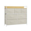 Chest of Drawers – Fabric and Metal – Cream White and Oak Beige – 7 Drawer Storage Unit
