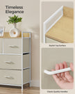 Chest of Drawers – Fabric and Metal – Cream White and Oak Beige – 7 Drawer Storage Unit