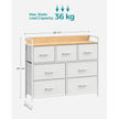 Chest of Drawers – Fabric and Metal – Grey and Black – 7 Drawers with Rustic Wood Grain Finish