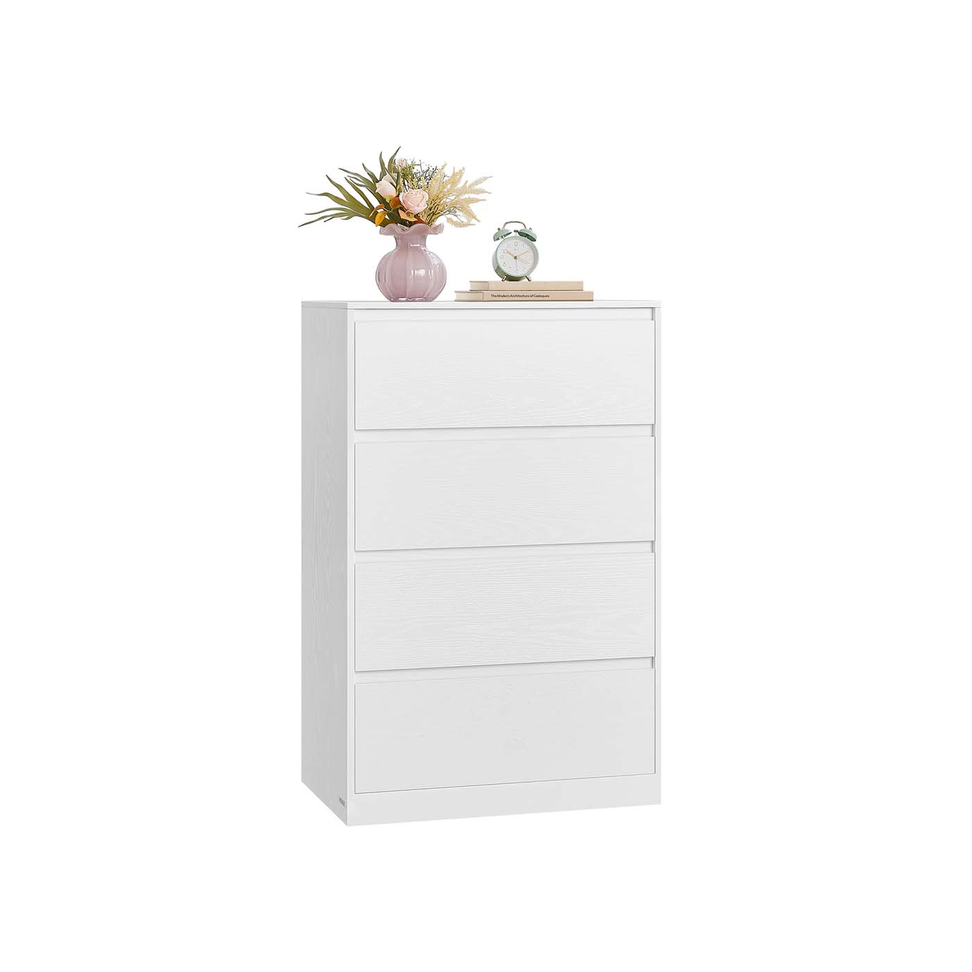 Chest of Drawers – Engineered Wood – Snow White – Modern Design with Four Drawers