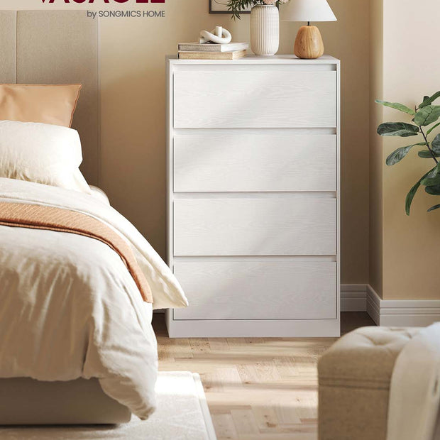 Chest of Drawers – Engineered Wood – Snow White – Modern Design with Four Drawers