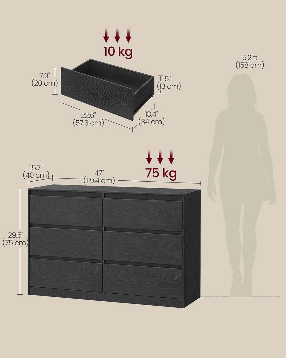 Chest of Drawers – Wood – Snow White – Six Drawer Storage Organizer
