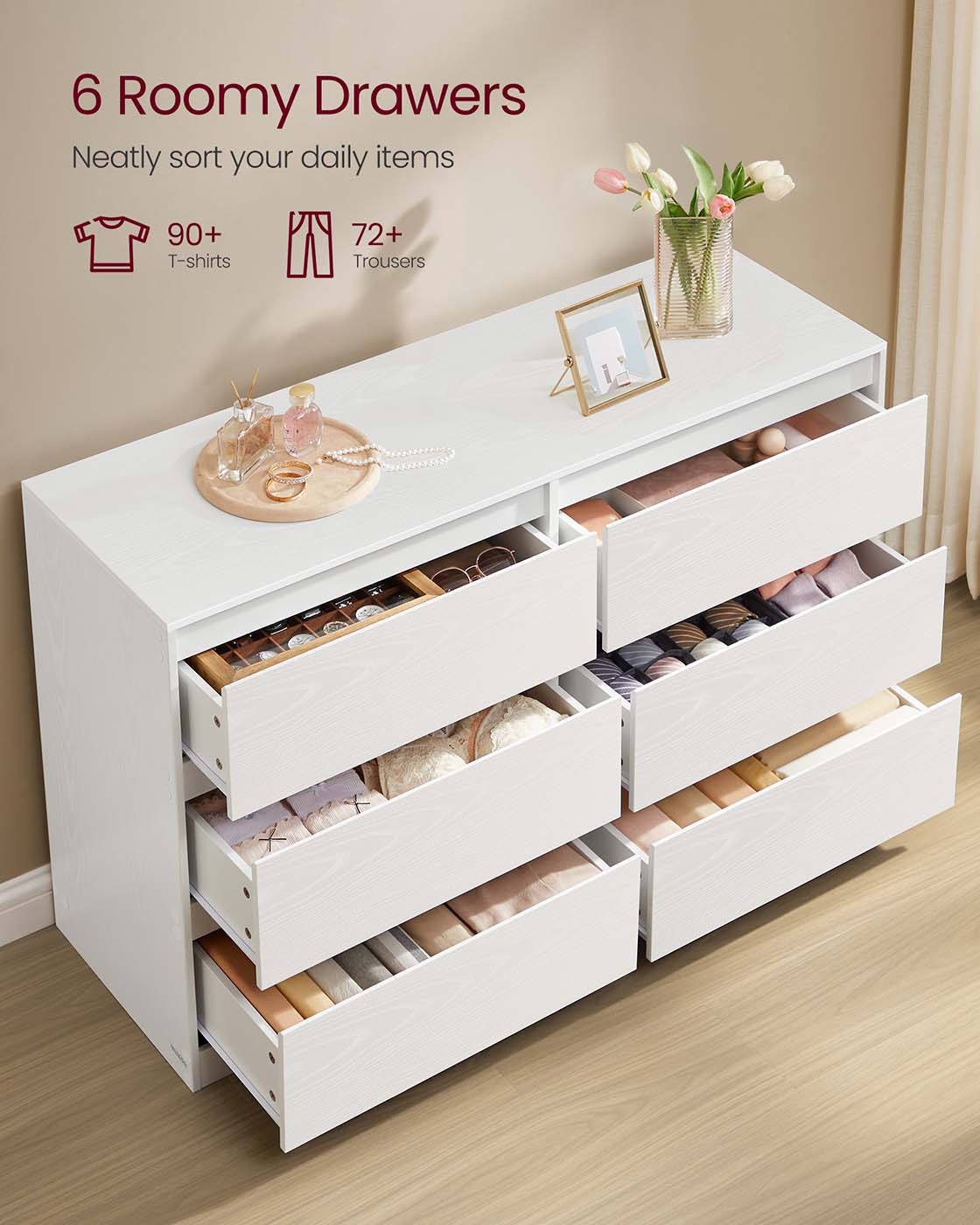 Chest of Drawers – Wood – Snow White – Six Drawer Storage Organizer