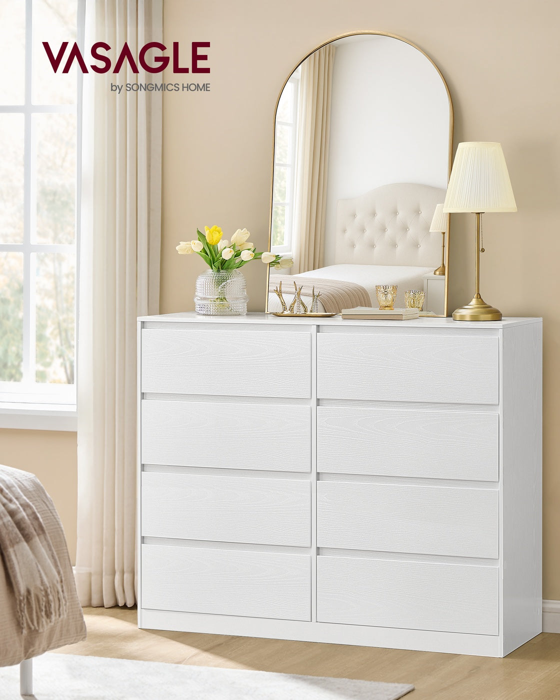 Storage Organiser Unit – Engineered Wood – Snow White – Modern Design with 8 Drawers
