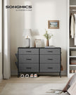 6-Drawer Dresser – Fabric – Charcoal Grey and Slate Grey – Organizer with Side Pockets and Drawer Dividers