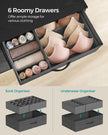 6-Drawer Dresser – Fabric – Charcoal Grey and Slate Grey – Organizer with Side Pockets and Drawer Dividers