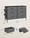6-Drawer Dresser – Fabric – Charcoal Grey and Slate Grey – Organizer with Side Pockets and Drawer Dividers
