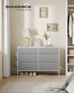 6-Drawer Dresser – Fabric – Cloud White and Dove Grey – Includes Side Pockets and Drawer Dividers