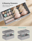 6-Drawer Dresser – Fabric – Cloud White and Dove Grey – Includes Side Pockets and Drawer Dividers