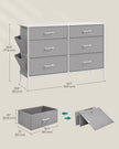 6-Drawer Dresser – Fabric – Cloud White and Dove Grey – Includes Side Pockets and Drawer Dividers