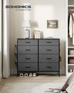 8-Drawer Fabric Dresser – Charcoal Grey and Slate Grey – Storage Organizer with Side Pockets and Drawer Dividers