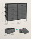 8-Drawer Fabric Dresser – Charcoal Grey and Slate Grey – Storage Organizer with Side Pockets and Drawer Dividers