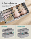 8-Drawer Dresser – Fabric – Cloud White and Dove Grey – Includes Side Pockets and Drawer Dividers