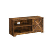TV Cabinet – Wood – Rustic Brown – Barn Door, Cable Management, 2 Open Compartments