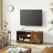 TV Cabinet – Wood – Rustic Brown – Barn Door, Cable Management, 2 Open Compartments