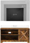 TV Cabinet – Wood – Rustic Brown – Barn Door, Cable Management, 2 Open Compartments