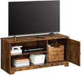 TV Cabinet – Wood – Rustic Brown – Barn Door, Cable Management, 2 Open Compartments