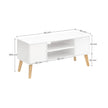 TV Stand – Wood – White and Natural – Mid-Century Modern Design with Storage Cabinet