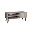 TV Stand – Wood – Gray – Mid-Century Modern Design with Cabinet for TVs up to 43 Inches