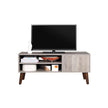 TV Stand – Wood – Gray – Mid-Century Modern Design with Cabinet for TVs up to 43 Inches