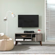 TV Stand – Wood – Gray – Mid-Century Modern Design with Cabinet for TVs up to 43 Inches