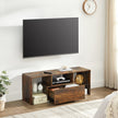 TV Stand – Wood and Glass – Rustic Brown – Features Drawer and Glass Storage Shelves for TVs up to 55 Inches