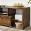 TV Stand – Wood and Glass – Rustic Brown – Features Drawer and Glass Storage Shelves for TVs up to 55 Inches