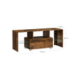 TV Stand – Wood and Glass – Rustic Brown – Features Drawer and Glass Storage Shelves for TVs up to 55 Inches
