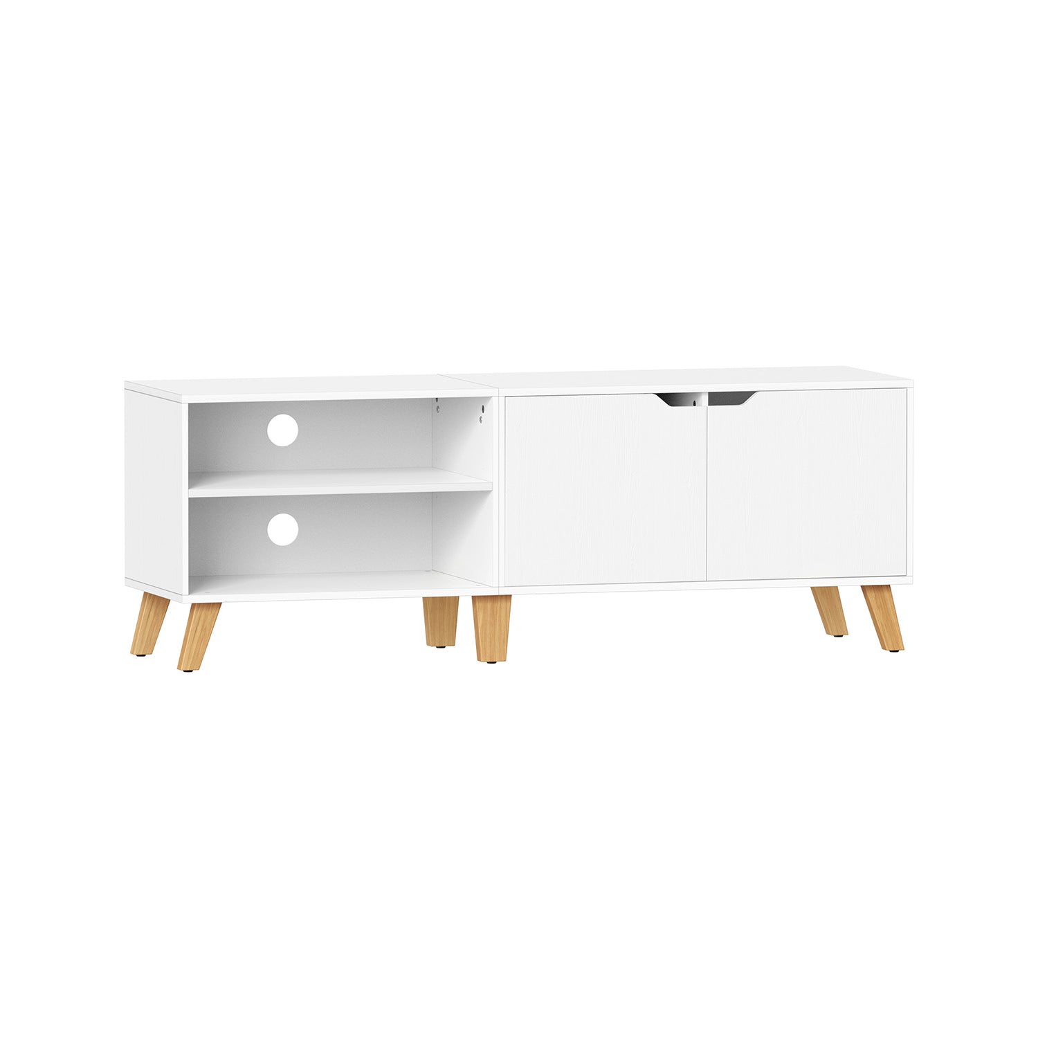 TV Stand – Wood – Rustic Brown – Adjustable Shelves, 2 Doors