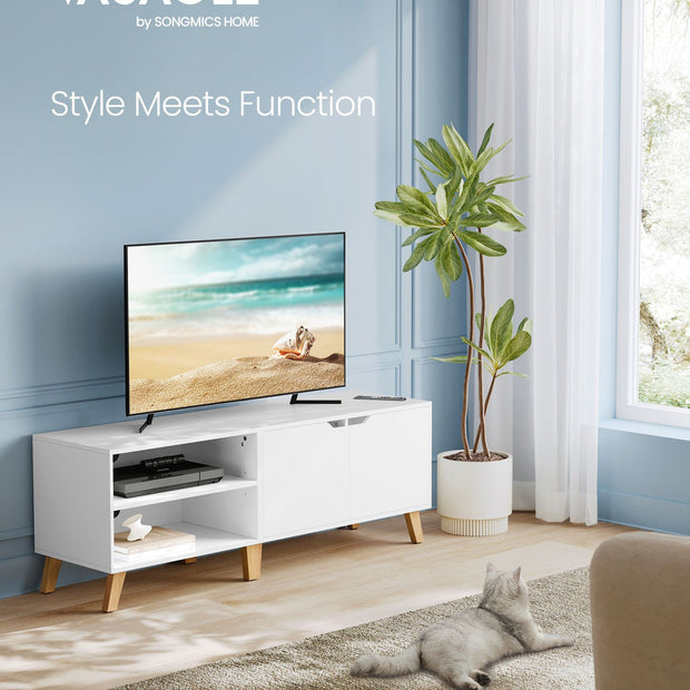 TV Stand – Wood – Rustic Brown – Adjustable Shelves, 2 Doors