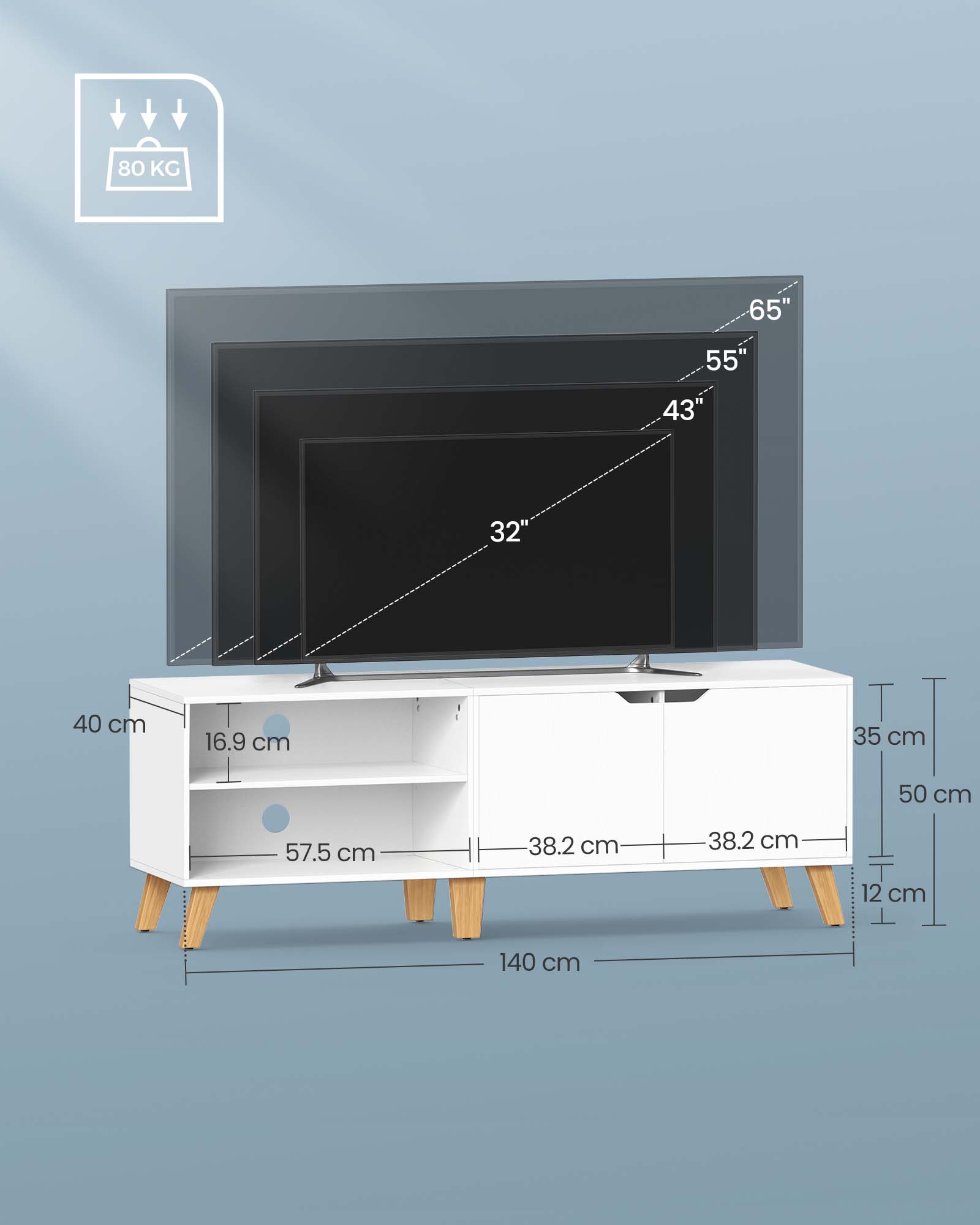 TV Stand – Wood – Rustic Brown – Adjustable Shelves, 2 Doors