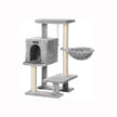 Cat Tree – Plywood – Light Grey – Features Scratching Post and Hammock