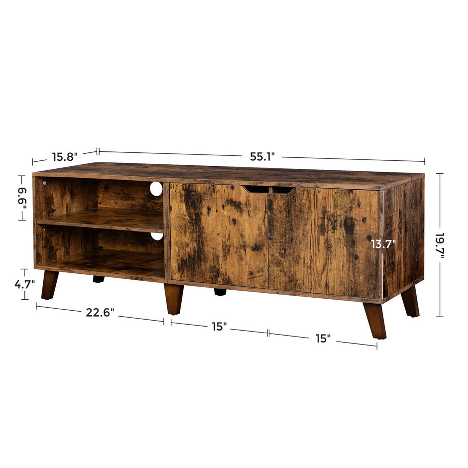 TV Cabinet – Engineered Wood – Rustic Brown – Suitable for TVs up to 60 Inches with Adjustable Shelves