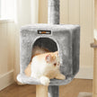 Cat Tree – Plywood – Light Grey – Features Scratching Post and Hammock