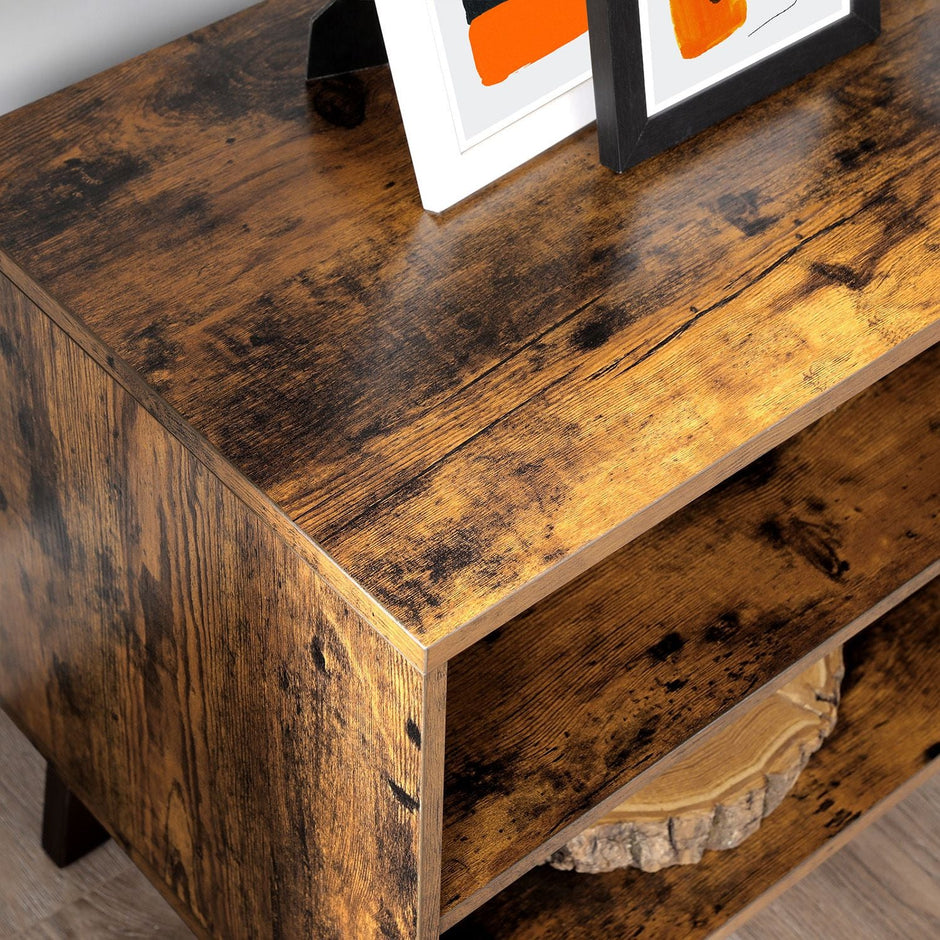 TV Cabinet – Engineered Wood – Rustic Brown – Suitable for TVs up to 60 Inches with Adjustable Shelves