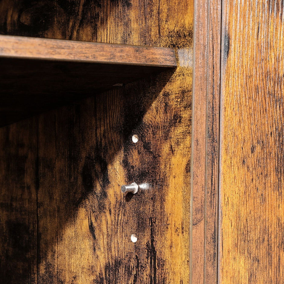 TV Cabinet – Engineered Wood – Rustic Brown – Suitable for TVs up to 60 Inches with Adjustable Shelves