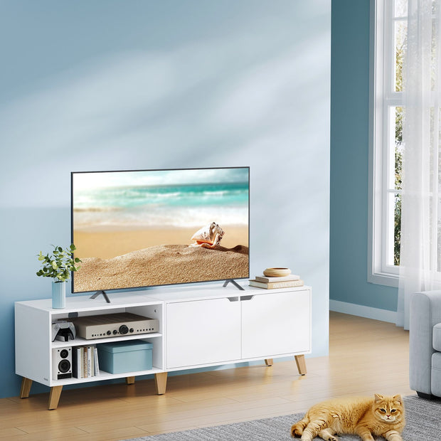 TV Cabinet – Engineered Wood – Rustic Brown – Adjustable Shelves, Suitable for TVs up to 65 Inches