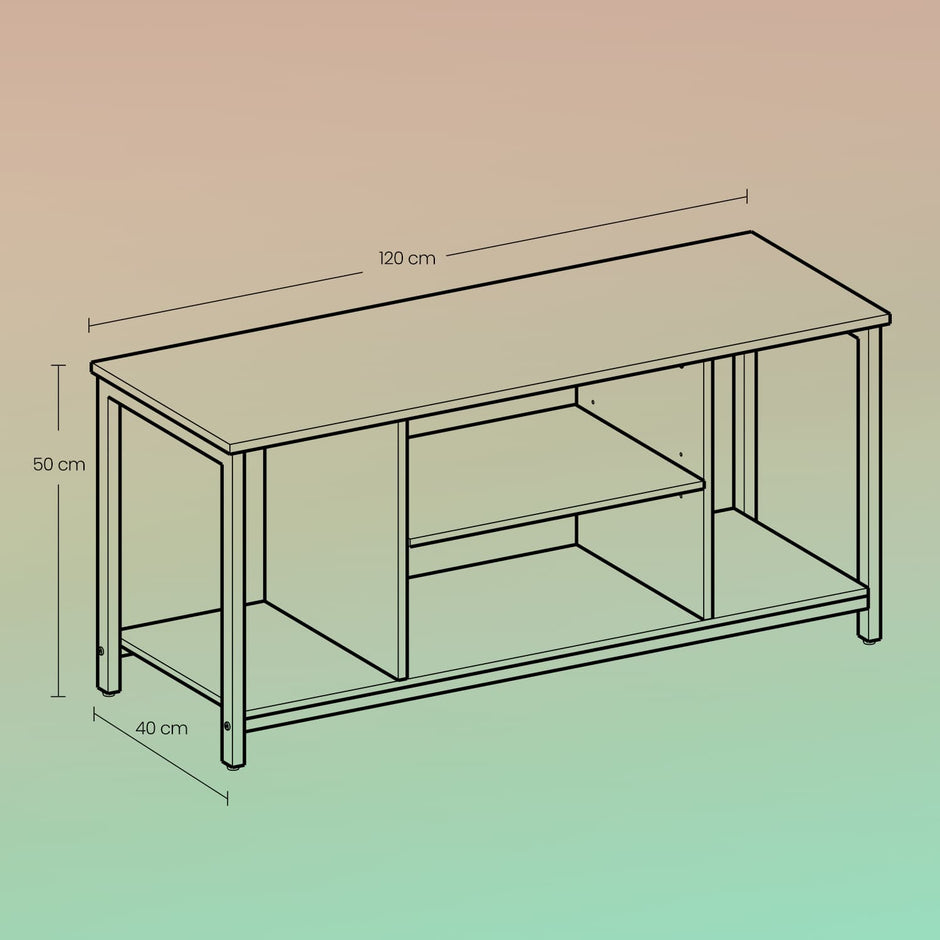 TV Stand – Engineered Wood – Rustic Brown – Open Shelves Design for Living Room