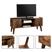 Retro TV Stand – Wood – Dark Brown – Mid-Century Modern Design for Flat Screen TVs and Consoles