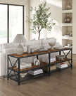 TV Stand – Steel Frame – Rustic Brown and Black – For TVs up to 70 Inches with Shelves