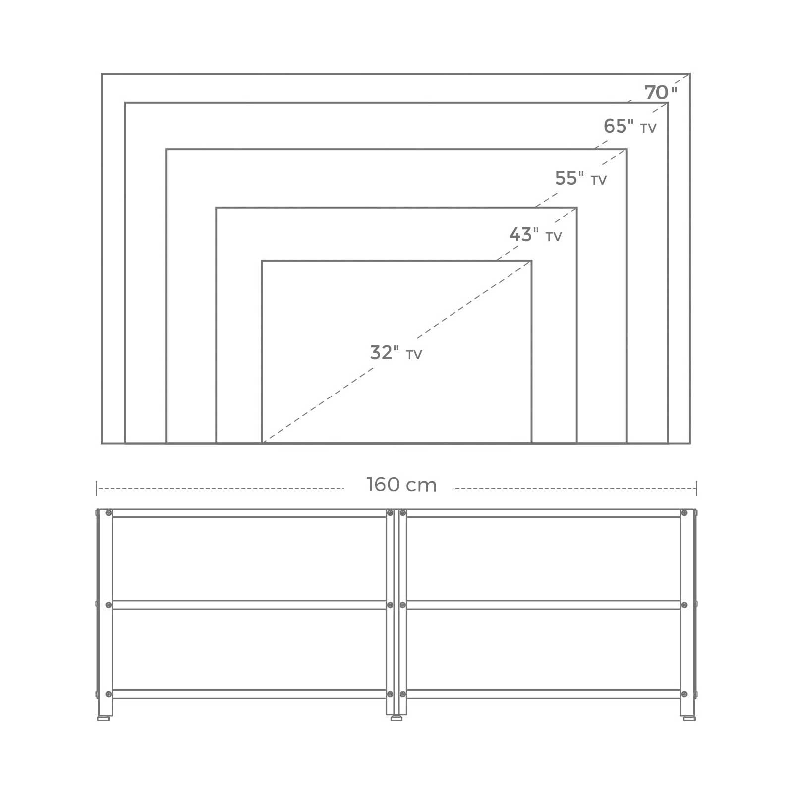 TV Stand – Steel Frame – Rustic Brown and Black – For TVs up to 70 Inches with Shelves