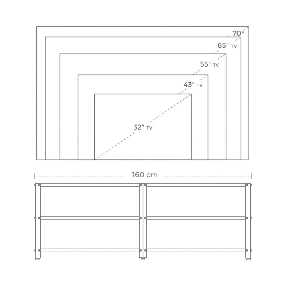TV Stand – Steel Frame – Rustic Brown and Black – For TVs up to 70 Inches with Shelves