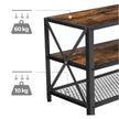 TV Stand – Steel Frame – Rustic Brown and Black – For TVs up to 70 Inches with Shelves